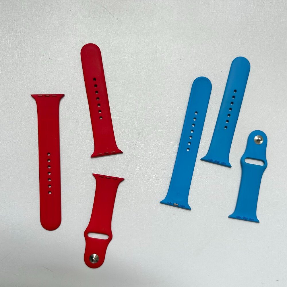 Set of 2 Authentic Apple (44mm) Sport Watch Bands - (Product) RED & Blue M/L